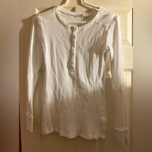 Stateside Waffle White Thermal Henley Top